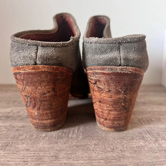 Rachel Comey Grey Suede Clogs Wooden Stacked Heel 7 - Picture 5 of 8